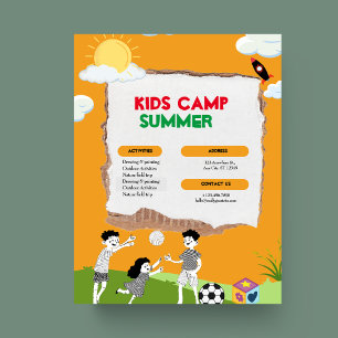 Prospectus 21,6 Cm X 24,94 Cm Orange Colorful Jouer Camp pour enfants été