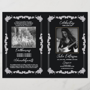 Prospectus 21,6 Cm X 24,94 Cm Ordre funéraire du service Roche gothique Noir Noi