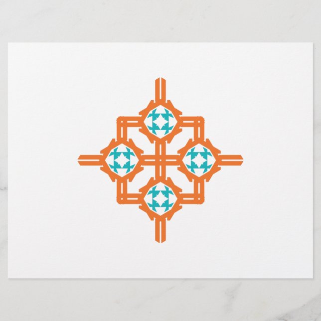 Prospectus 21,6 Cm X 24,94 Cm Ornement bleu orange (Devant)