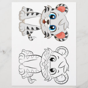 Prospectus 21,6 Cm X 24,94 Cm Page de coloration du tigre de dessin mignon