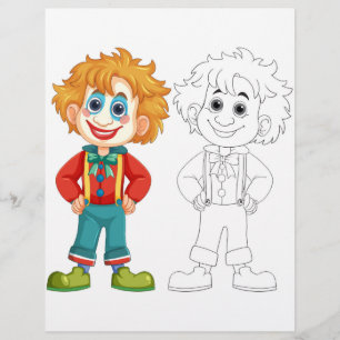 Prospectus 21,6 Cm X 24,94 Cm Page de coloriage de clown de dessin animé mignon