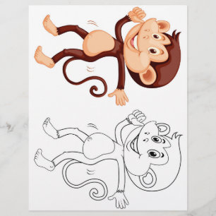 Prospectus 21,6 Cm X 24,94 Cm Page de coloriage de singe de dessin mignon