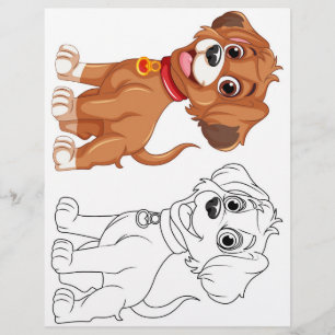 Prospectus 21,6 Cm X 24,94 Cm Page de coloriage pour chien de jote Cartoon