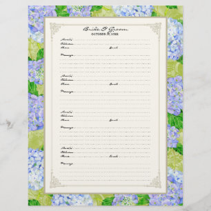 Prospectus 21,6 Cm X 24,94 Cm Page de livre d'or de mariage Hydrangea Bleu Dente