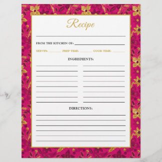 Prospectus 21,6 Cm X 24,94 Cm Page de recette de fleurs de poinsettia rose et or