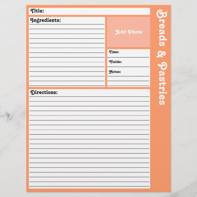 Prospectus 21,6 Cm X 24,94 Cm Pages de recette liées (Peach) (Devant)