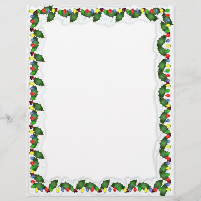 Prospectus 21,6 Cm X 24,94 Cm Papier à lettres de Noël Holly Lights (Devant)
