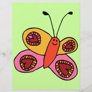Prospectus 21,6 Cm X 24,94 Cm Papillon de dessin animé coloré mignon