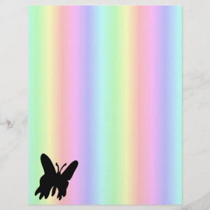 Prospectus 21,6 Cm X 24,94 Cm Papillon noir sur Pastell Rainbow