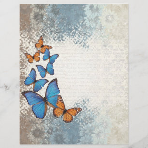 Prospectus 21,6 Cm X 24,94 Cm Papillons floraux bleus