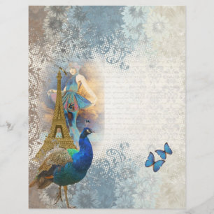 Prospectus 21,6 Cm X 24,94 Cm Paris peacock collage