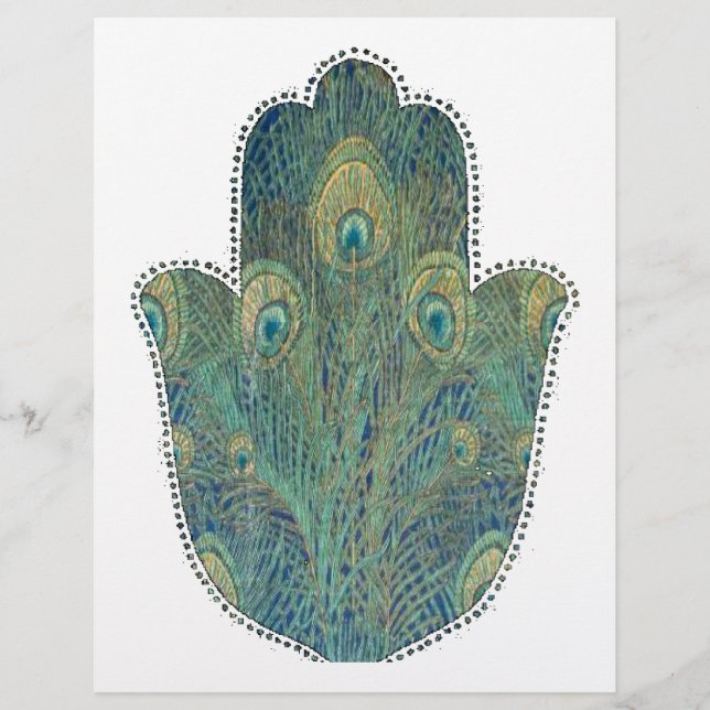 Prospectus 21,6 Cm X 24,94 Cm Peacock Feather Hamsa (Devant)