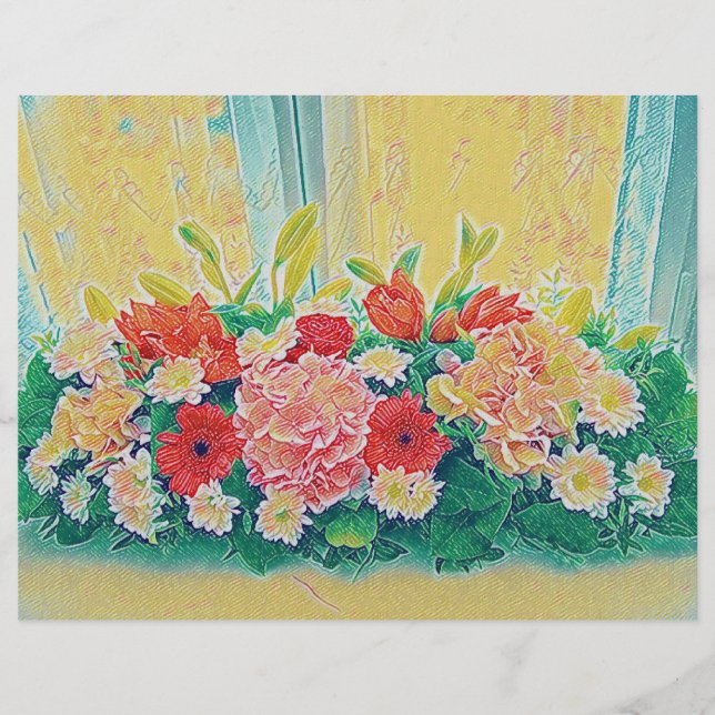 Prospectus 21,6 Cm X 24,94 Cm Peinture à fleurs colorées (Devant)