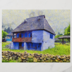 Prospectus 21,6 Cm X 24,94 Cm Peinture de la maison bleue