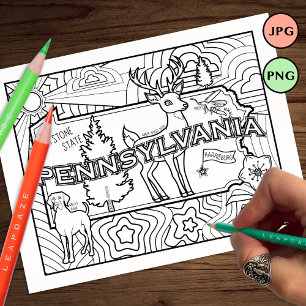 Prospectus 21,6 Cm X 24,94 Cm pennsylvanie état forme chien coloriage de fleur d
