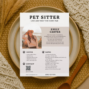 Prospectus 21,6 Cm X 24,94 Cm Pet Sitter Photo Code QR Brown Flyer