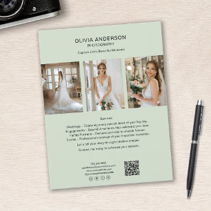 Prospectus 21,6 Cm X 24,94 Cm Photographe Photo QR Social Media Green Business