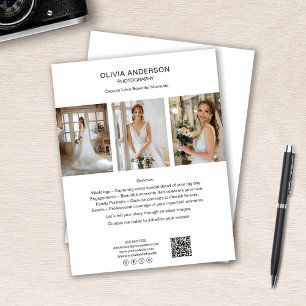 Prospectus 21,6 Cm X 24,94 Cm Photographe Photo QR Social Media White Business