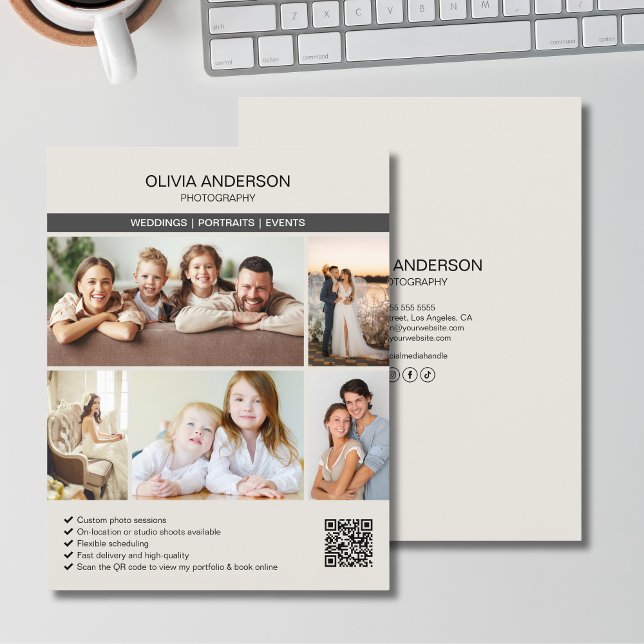 Prospectus 21,6 Cm X 24,94 Cm Photographie personnalisée Photographe Entreprise (Custom Photo Gallery Photographer Business Flyer)
