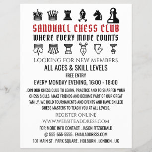 Prospectus 21,6 Cm X 24,94 Cm Pièces d'échecs, Flyer publicitaire du club d'éche