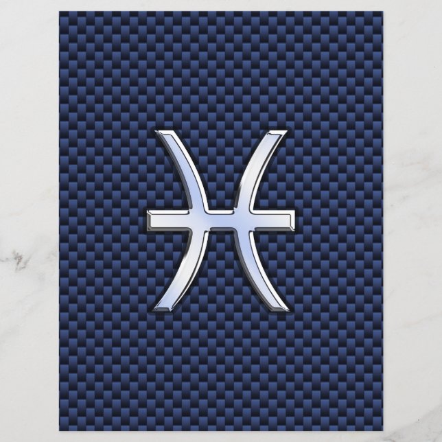 Prospectus 21,6 Cm X 24,94 Cm Pisces Zodiac Sign on Blue Carbon Fibre Print (Devant)