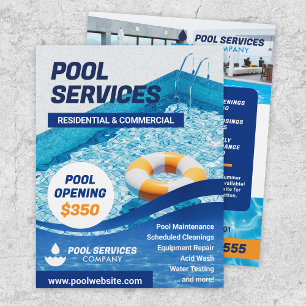 Prospectus 21,6 Cm X 24,94 Cm Piscine Services Société Circulaire Modèle