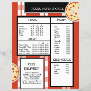 Prospectus 21,6 Cm X 24,94 Cm Pizza Pasta Grill Restaurant Spaghetti Menu