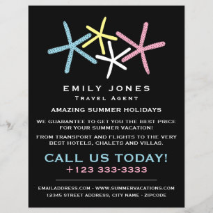 Prospectus 21,6 Cm X 24,94 Cm Plage colorée Starfish, agent de voyage publicité