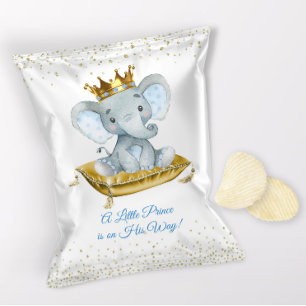 Prospectus 21,6 Cm X 24,94 Cm Pochettes pour chips pour Baby Shower Prince Éléph