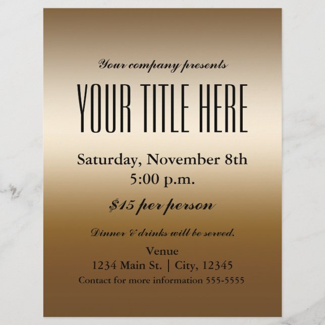 Prospectus 21,6 Cm X 24,94 Cm Poster du prospectus de l'événement Gold Elegor (Devant)