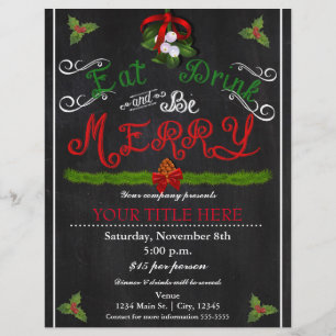 Prospectus 21,6 Cm X 24,94 Cm PRENEZ UN VERRE SOYEZ JOYEUX Noël Chalk Party Flye
