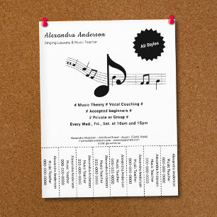 Prospectus 21,6 Cm X 24,94 Cm Professeur de musique noir et blanc Flyer bandes à
