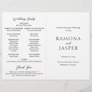 Prospectus 21,6 Cm X 24,94 Cm Programme de mariage catholique moderne simple et