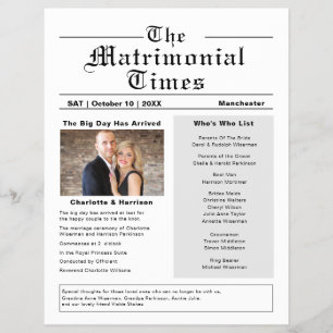 Prospectus 21,6 Cm X 24,94 Cm Programme de mariage Nouveauté Journal Style Flyer