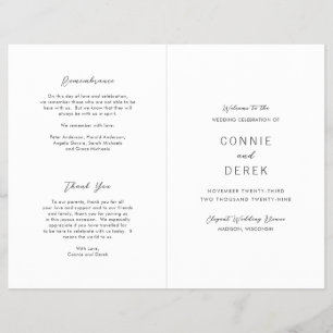 Prospectus 21,6 Cm X 24,94 Cm Programme de mariage simple et moderne à petit bud