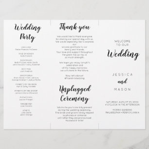 Prospectus 21,6 Cm X 24,94 Cm Programme De Mariage Tri-Fold Script