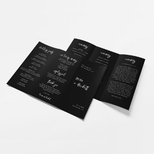 Prospectus 21,6 Cm X 24,94 Cm Programme de mariage triplé noir contemporain