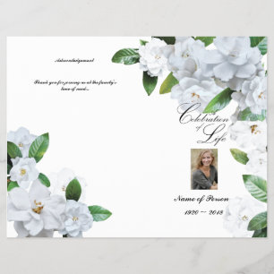 Prospectus 21,6 Cm X 24,94 Cm Programme funéraire bi-plié - Gardenias blanches