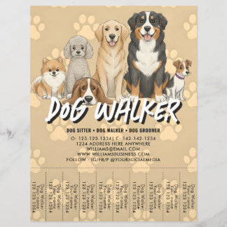Prospectus 21,6 Cm X 24,94 Cm Promeneur de chien garde d'animaux Code QR promoti