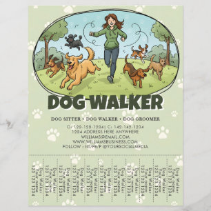 Prospectus 21,6 Cm X 24,94 Cm Promeneur de chiens Service de promenade de chiens