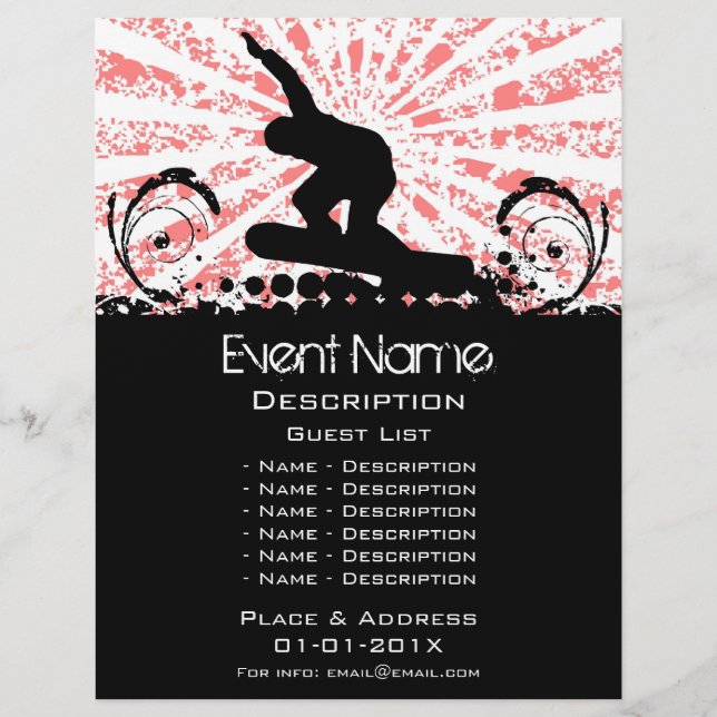 Prospectus 21,6 Cm X 24,94 Cm Promotion des événements Snowboard (Devant)