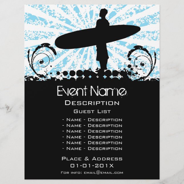 Prospectus 21,6 Cm X 24,94 Cm Promotion d'événement surf (Devant)