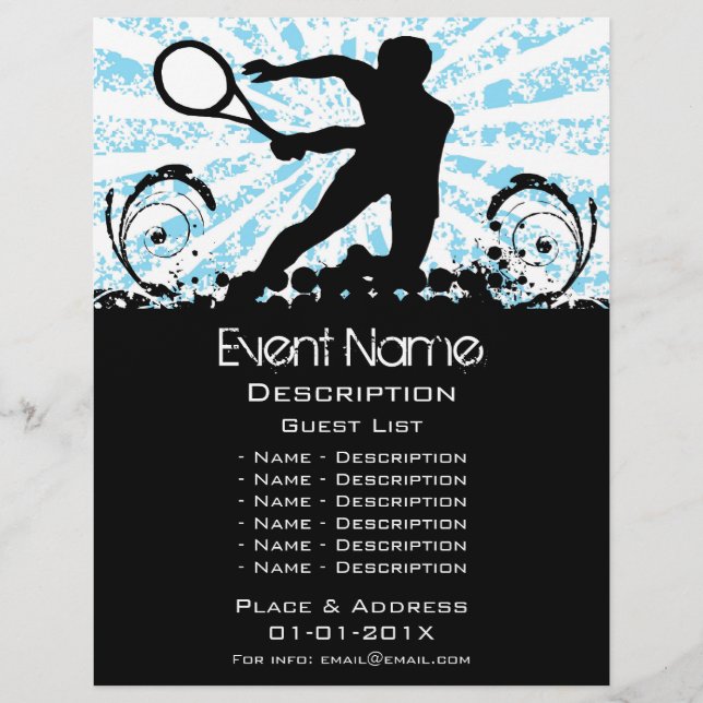 Prospectus 21,6 Cm X 24,94 Cm Promotion d'événements de tennis (Devant)