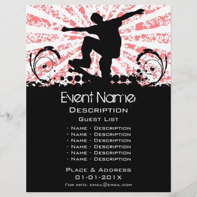 Prospectus 21,6 Cm X 24,94 Cm Promotion d'événements Skateboard (Devant)