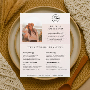 Prospectus 21,6 Cm X 24,94 Cm Psychologie Thérapie Logo Photo Blush Flyer