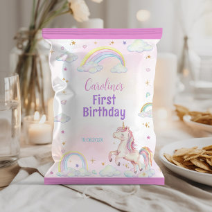 Prospectus 21,6 Cm X 24,94 Cm Rainbow Unicorn 1er Anniversaire Chip Bag Wrapper