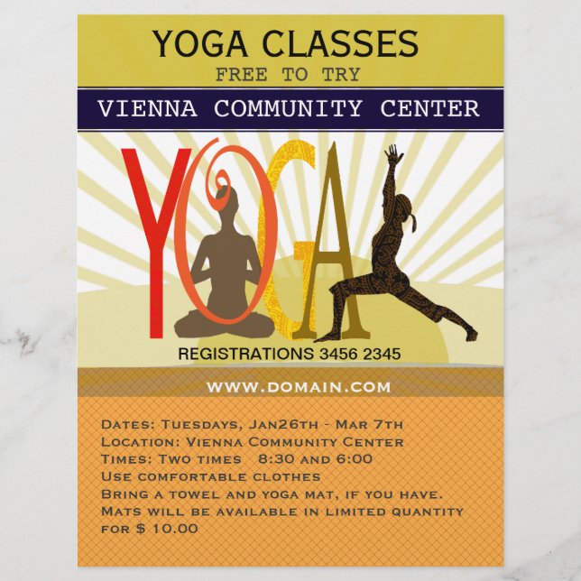 Prospectus 21,6 Cm X 24,94 Cm Rayons de soleil Sport Fitness Poses de Yoga Custo (Devant)