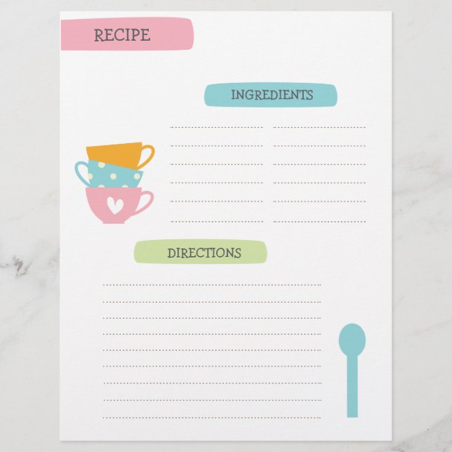 Prospectus 21,6 Cm X 24,94 Cm Recipe Template Page (Devant)