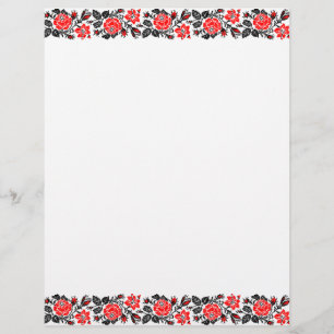 Prospectus 21,6 Cm X 24,94 Cm Red & Black Rose cross-stitch Russian Pattern