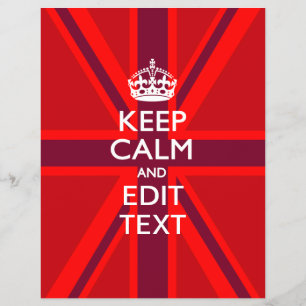 Prospectus 21,6 Cm X 24,94 Cm Red Keep Calm And Your Text on Union Jack Flag